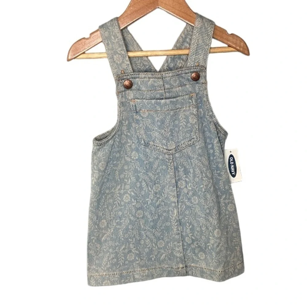 NWT Old Navy Prairie Floral Overall Denim Dress
